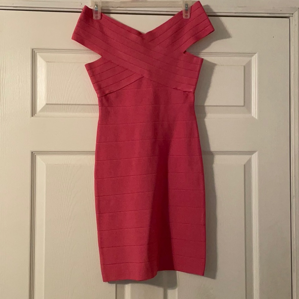 Bebe pink bandeau dress size sm